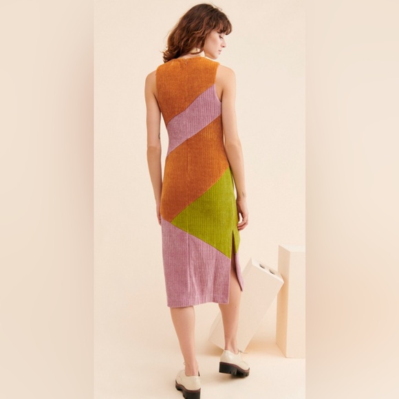 Hutch Jordy Dress Copper Colorblock Chenille Knit Dress Size S NWoT - Picture 2 of 16